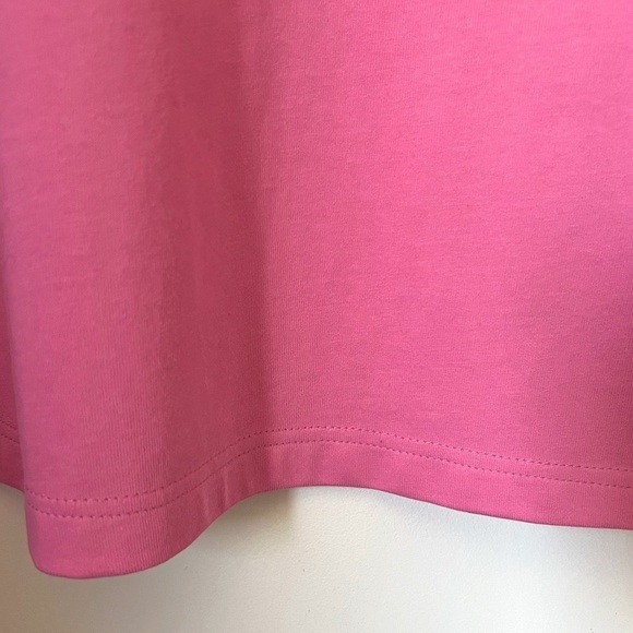 POMANDER PLACE Pink Stella Dress Mini Jersey Knit Puff Shoulders Cotton Preppy - Picture 8 of 12